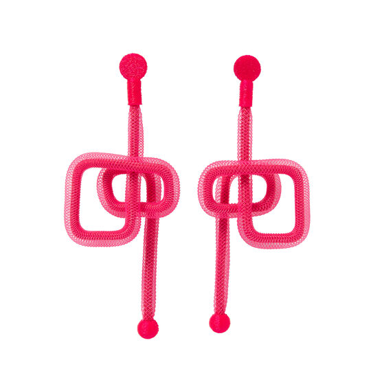 Pink mesh geometric earrings