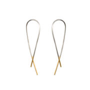 Silver and gold crossover earrings