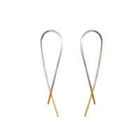 Silver and gold crossover earrings