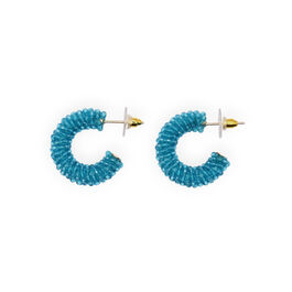 Mini turquoise beaded hoop earrings